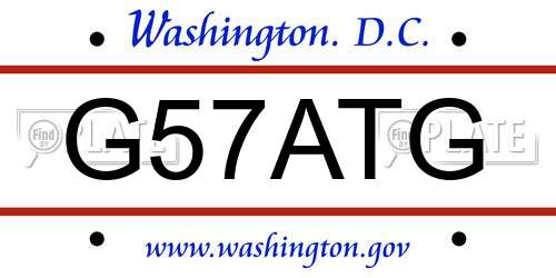 G57ATG District Of Columbia License Plate