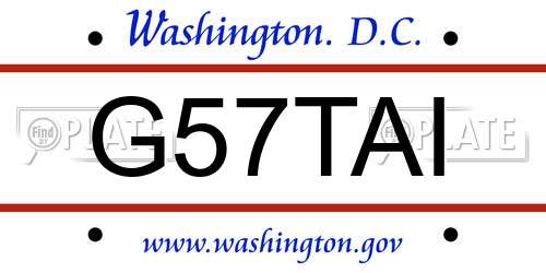 G57TAI District Of Columbia License Plate