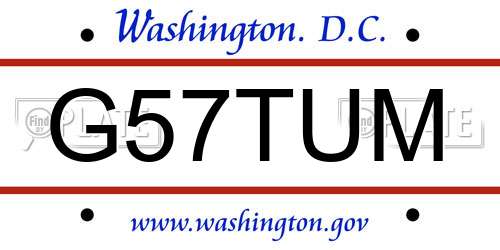 G57TUM District Of Columbia License Plate