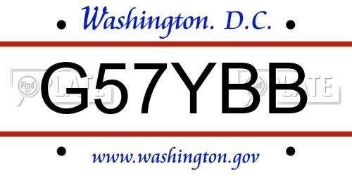 G57YBB District Of Columbia License Plate