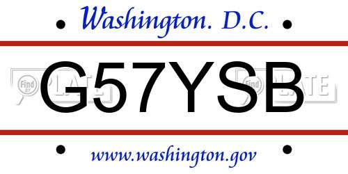 G57YSB District Of Columbia License Plate