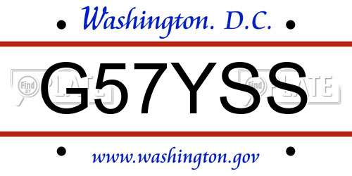 G57YSS District Of Columbia License Plate