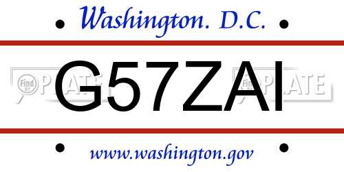 G57ZAI District Of Columbia License Plate