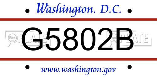 G5802B District Of Columbia License Plate