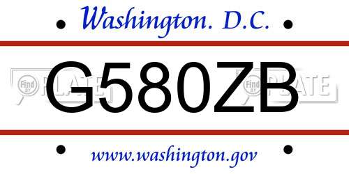 G580ZB District Of Columbia License Plate