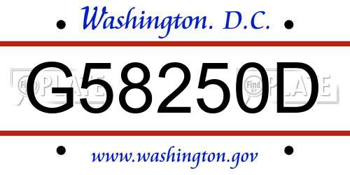 G58250D District Of Columbia License Plate
