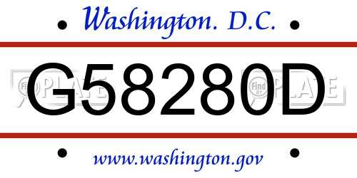 G58280D District Of Columbia License Plate