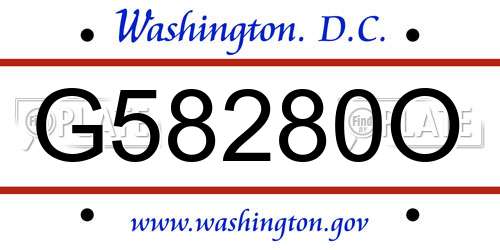 G58280O District Of Columbia License Plate