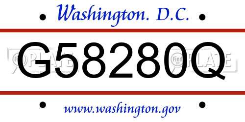 G58280Q District Of Columbia License Plate