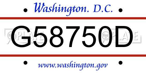 G58750D District Of Columbia License Plate
