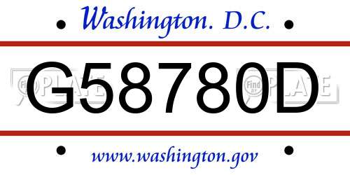 G58780D District Of Columbia License Plate