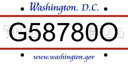 G58780O District Of Columbia License Plate