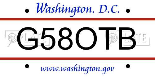 G58OTB District Of Columbia License Plate