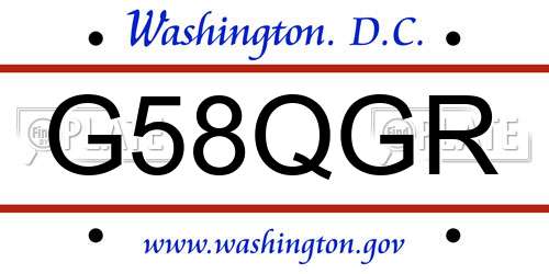 G58QGR District Of Columbia License Plate