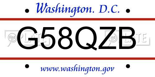 G58QZB District Of Columbia License Plate