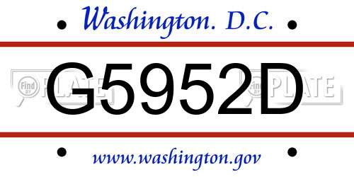 G5952D District Of Columbia License Plate