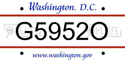 G5952O District Of Columbia License Plate