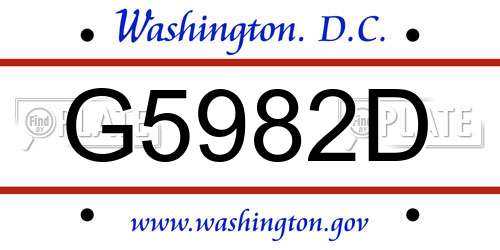 G5982D District Of Columbia License Plate