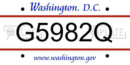 G5982Q District Of Columbia License Plate