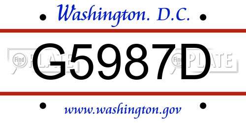 G5987D District Of Columbia License Plate