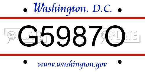 G5987O District Of Columbia License Plate