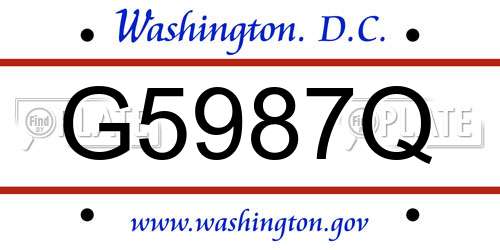 G5987Q District Of Columbia License Plate