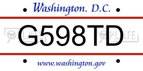 G598TD District Of Columbia License Plate