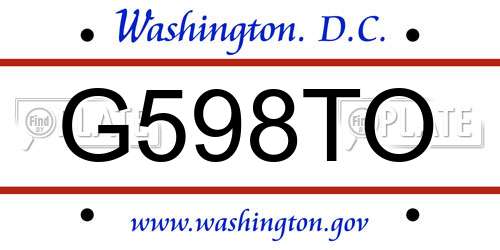 G598TO District Of Columbia License Plate