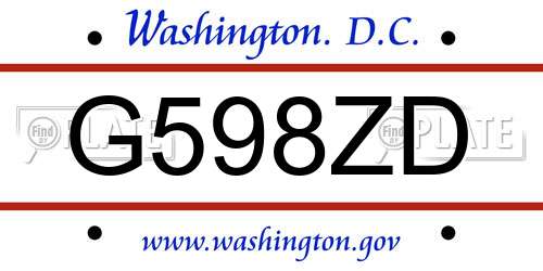 G598ZD District Of Columbia License Plate