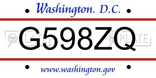 G598ZQ District Of Columbia License Plate