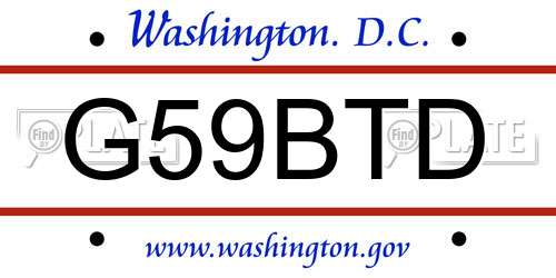 G59BTD District Of Columbia License Plate