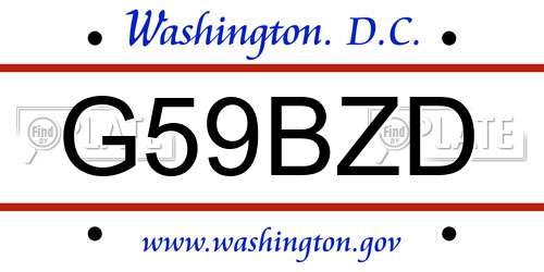 G59BZD District Of Columbia License Plate