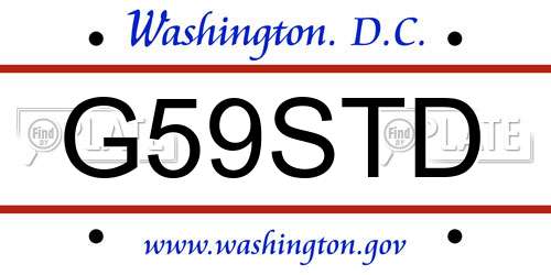 G59STD District Of Columbia License Plate