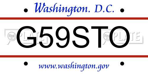 G59STO District Of Columbia License Plate