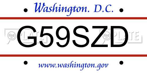 G59SZD District Of Columbia License Plate