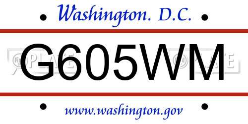 G605WM District Of Columbia License Plate