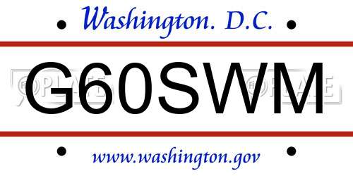 G60SWM District Of Columbia License Plate