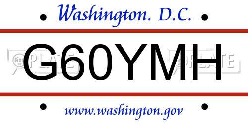 G60YMH District Of Columbia License Plate
