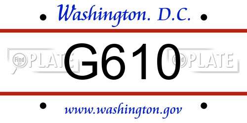 G610 District Of Columbia License Plate