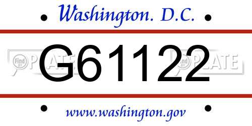G61122 District Of Columbia License Plate