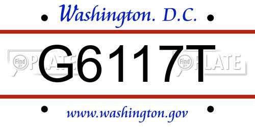 G6117T District Of Columbia License Plate