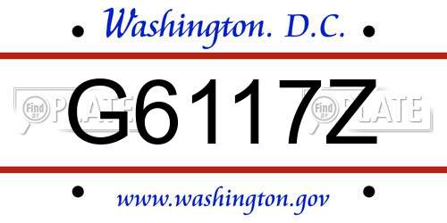 G6117Z District Of Columbia License Plate