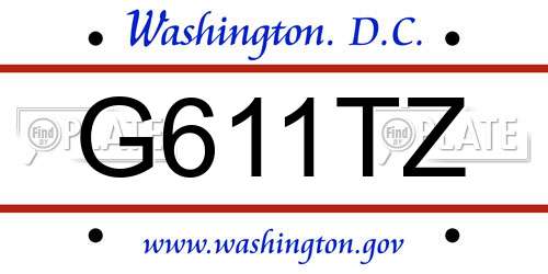 G611TZ District Of Columbia License Plate