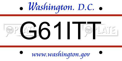 G61ITT District Of Columbia License Plate