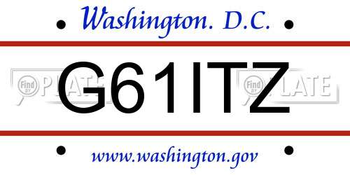 G61ITZ District Of Columbia License Plate