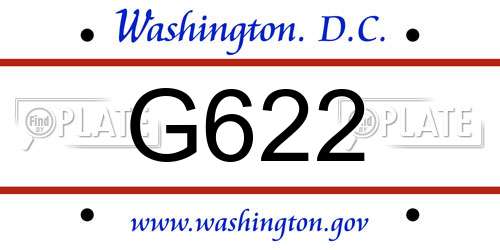 G622 District Of Columbia License Plate