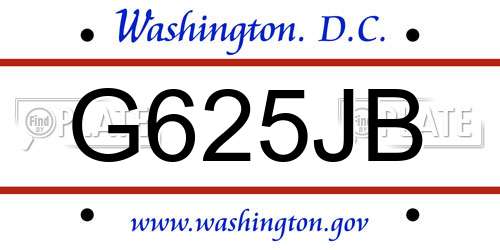 G625JB District Of Columbia License Plate