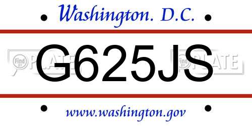 G625JS District Of Columbia License Plate