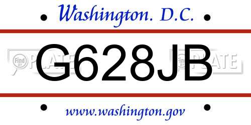 G628JB District Of Columbia License Plate