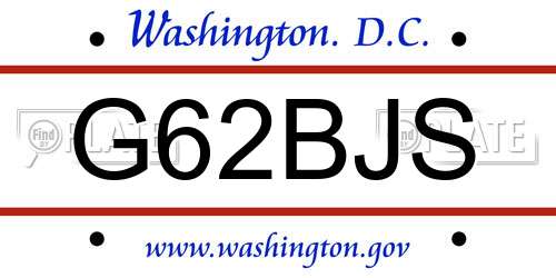 G62BJS District Of Columbia License Plate